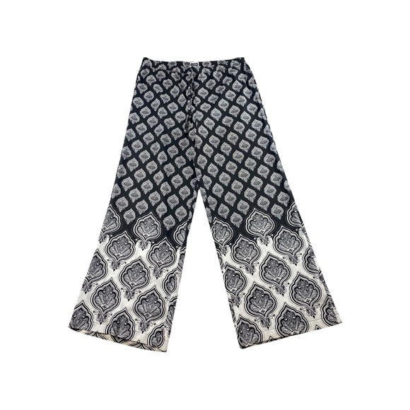 Mud Pie Other - Mud Pie Paisley Wide Leg Palazzo Pants Black White L Elastic Waist